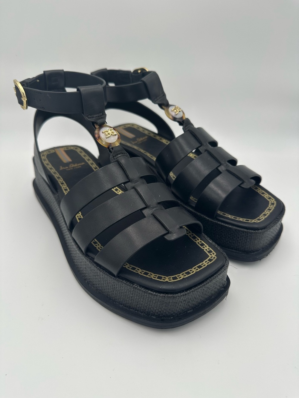 Sam Edelman NAIMA Black Leather Platform Gladiator Sandals Size 8.5 - Picture 5 of 9